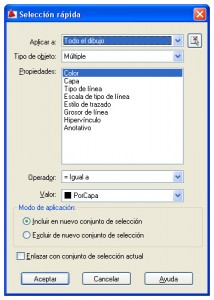 selecr AutoCAD filtros