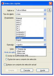 selecr AutoCAD filtros