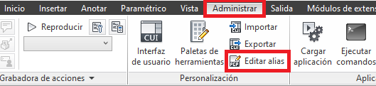 Editar alias de comandos en autocad