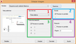 Insertar imagenes en AutoCAD Cuadro de diálogo