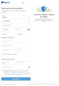 Pagar con tarjeta PAYPAL