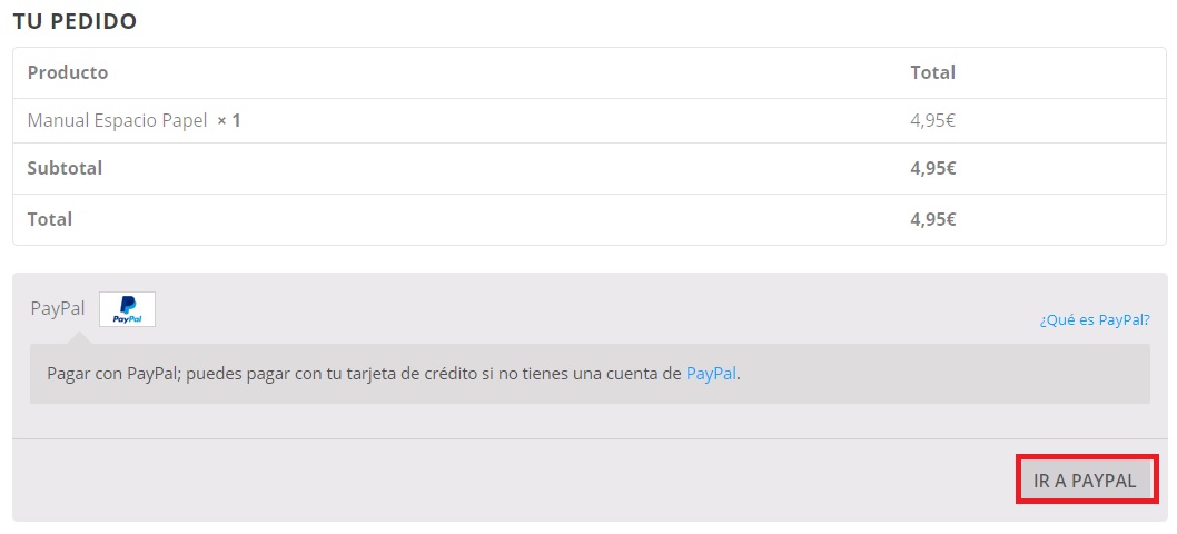 pagar con tarjeta en PAYPAL