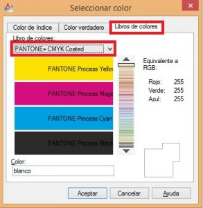 libros de colores pantone en autocad