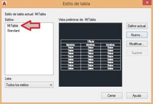 Crear tabla en AutoCAD