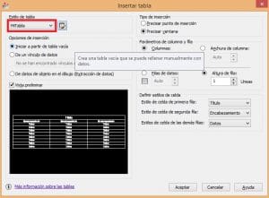 Crear tabla en AutoCAD