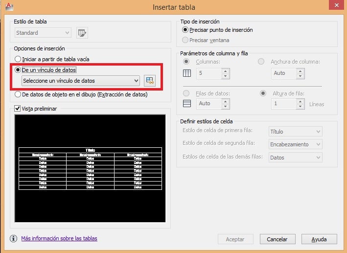 Vinculo de datos autocad excel