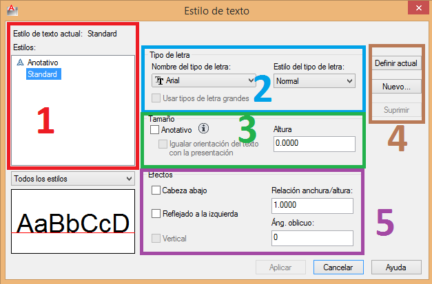 Cuadro de diálogo crear texto en AutoCAD