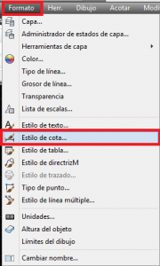 Menu crear estilo de cota en autocad