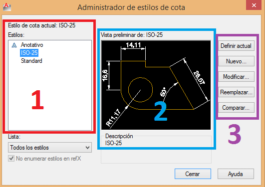 Menu crear estilo de cota en autocad