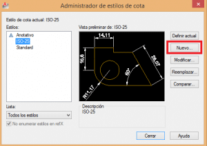 Menu crear estilo de cota en autocad