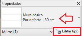 Como crear un muro arquitectonico en Revit. Editar tipo
