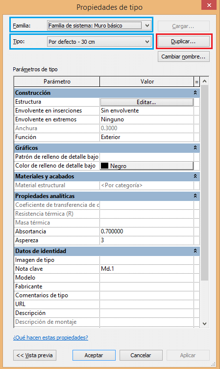 Como crear un muro arquitectonico en Revit