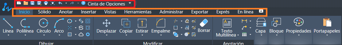 ZWCAD Primeros pasos Pantalla de inicio