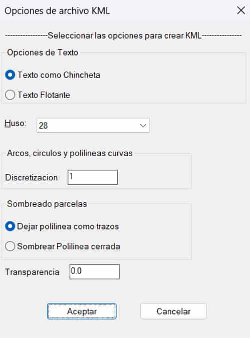 Opciones para crear archivo kml kmz desde autocad